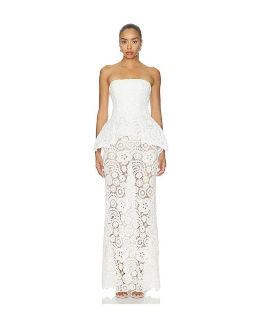 PATBO White Gal Embroidery Peplum Maxi Dress