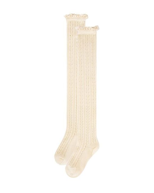 Free People White Misty Net Pointelle Tall Socks