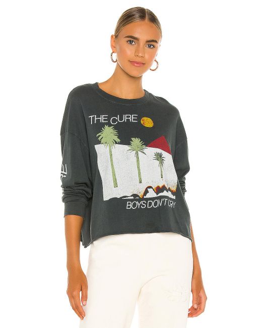 Daydreamer Black The Cure Boys Don't Cry Oversized Long Sleeve Crop Tee