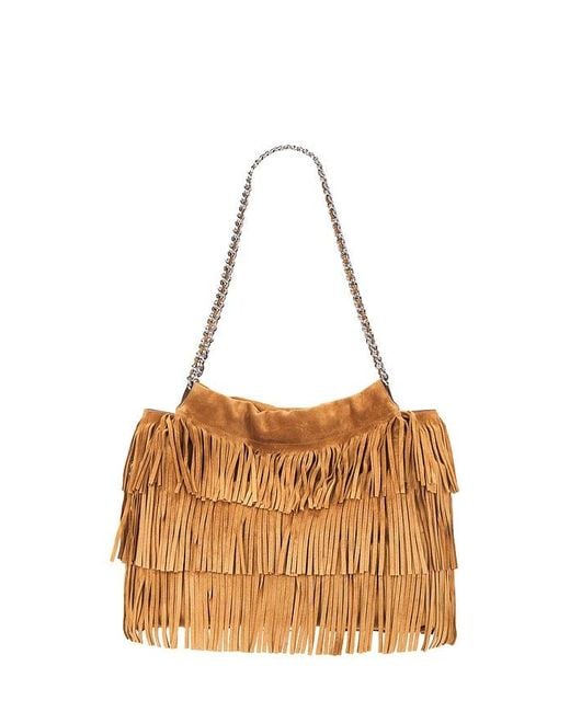 Tory Burch Brown Fleming Fringe Hobo Bag