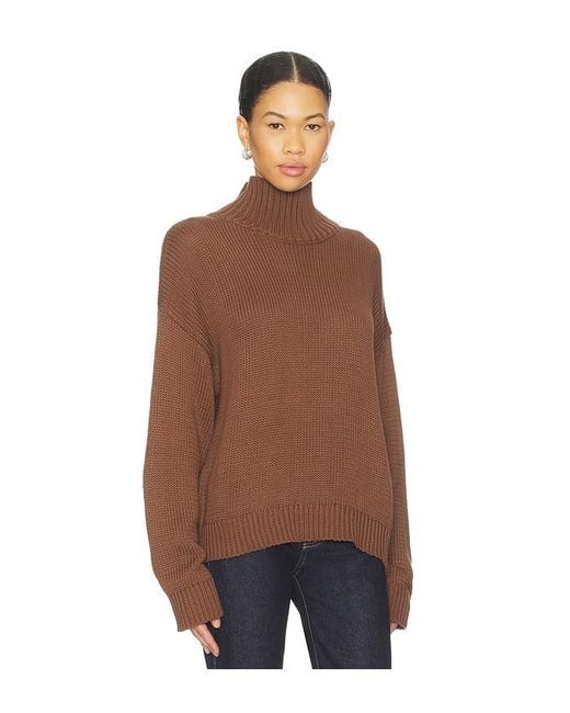 SNDY'S Brown Elm High Neck Knit Jumper