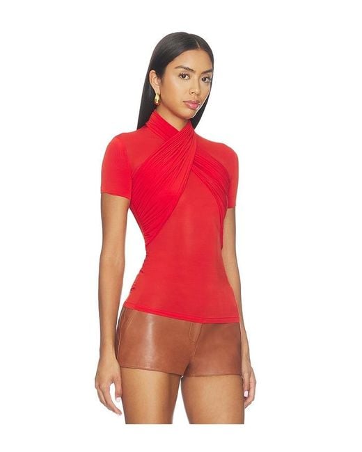 FRANÃOISE Red Odessa Short Sleeve Top