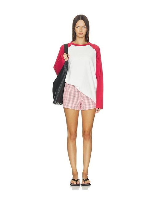 DONNI. Pink X Revolve The Cotton Gingham Tap Short