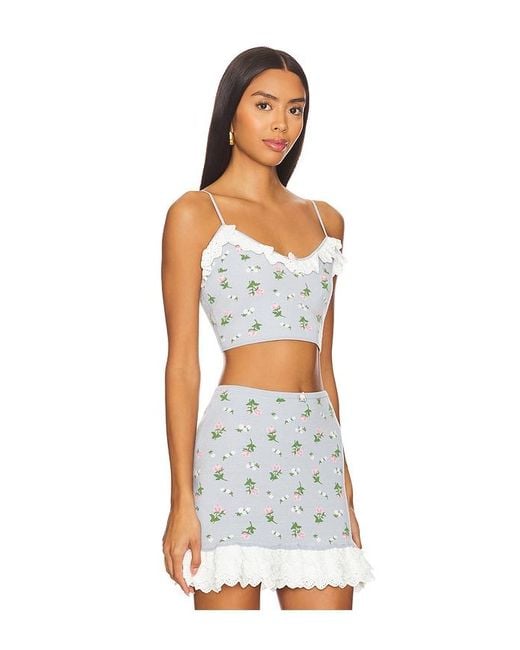 For Love & Lemons White Amalia Knit Crop Top