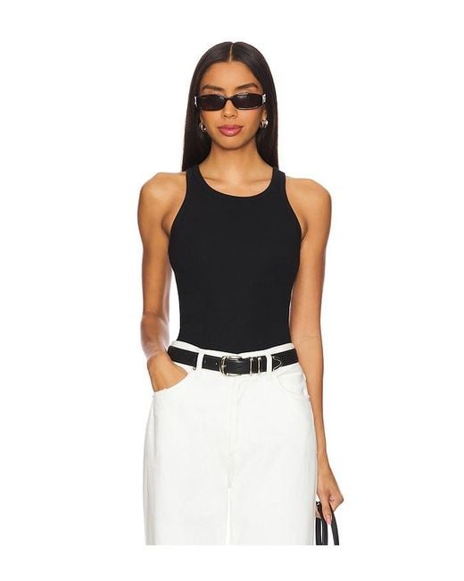 ÉTERNE Black High Neck Fitted Tank Top