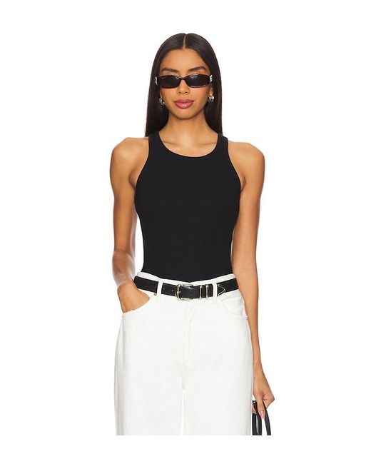 ÉTERNE Black High Neck Fitted Tank Top
