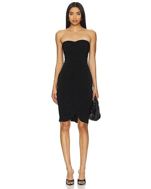 Norma Kamali Black Strapless Shirred Front Dress To Knee