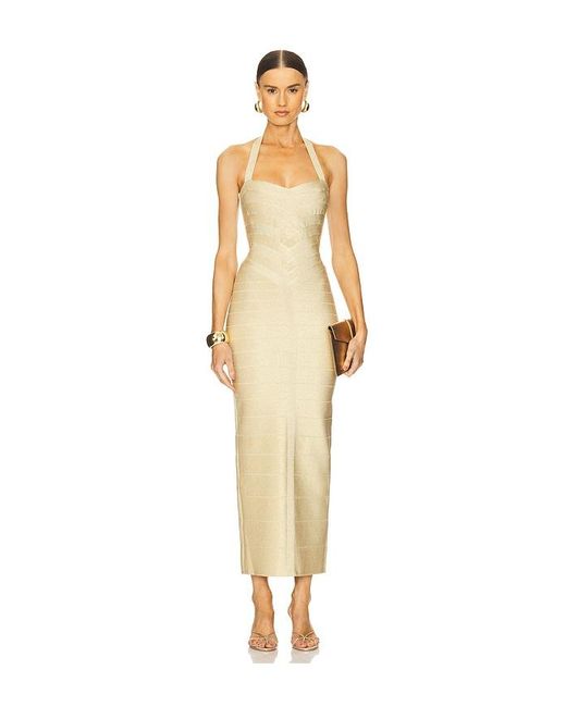 Hervé Léger Natural The Metallic Iris Gown
