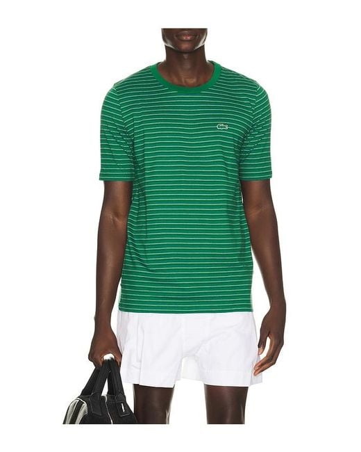 Lacoste Green Runway Striped Jersey T-Shirt for men