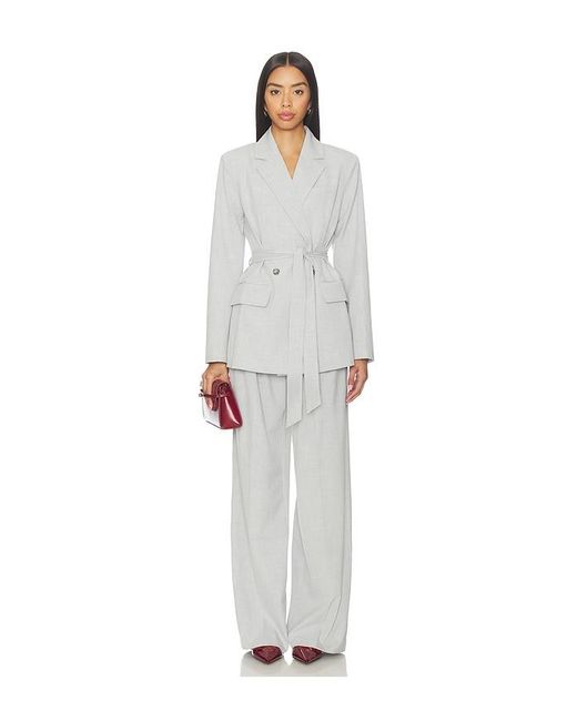 GOOD AMERICAN White Essential Suiting Belted Blazer