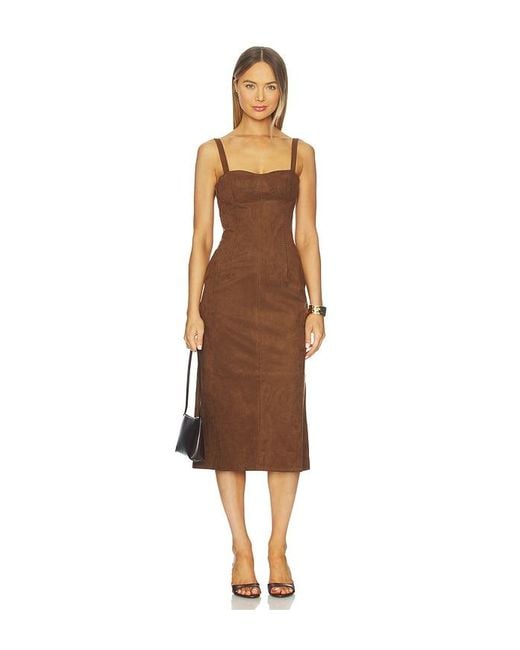 Karina Grimaldi Natural Olivia Suede Midi Dress