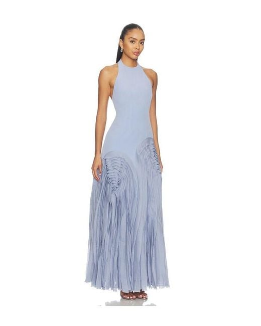 AMUR Blue Elani Pleated Gown