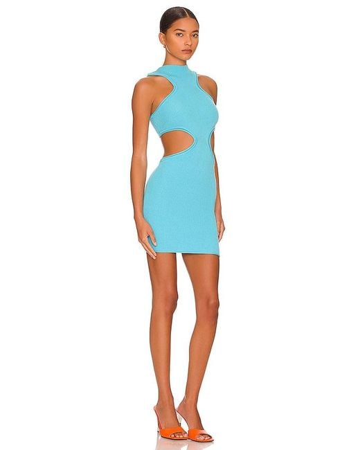 Nbd Blue Ember Mock Neck Mini Dress