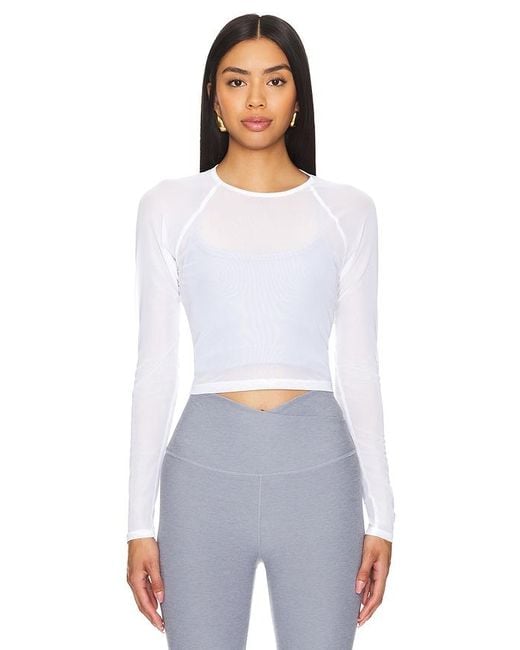 Beyond Yoga White Show Off Cropped Top