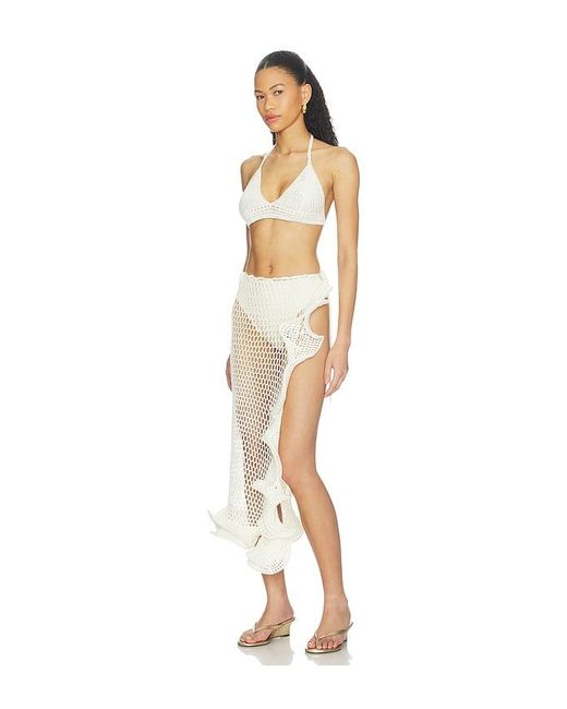 MORE TO COME White Blossom Crochet Skirt Set