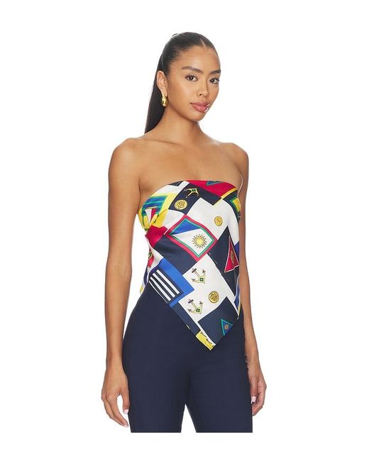 SER.O.YA Blue Hark Satin Top