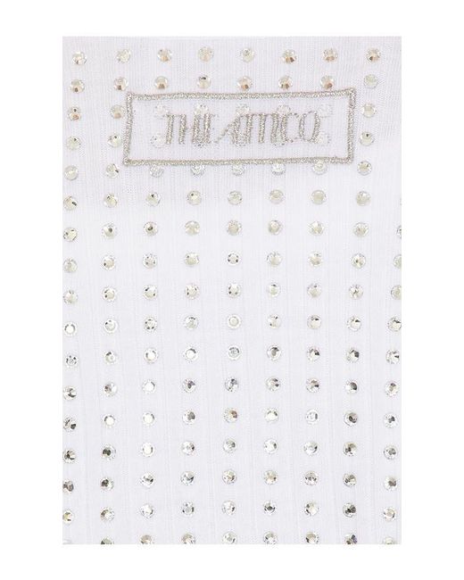 The Attico White Hotfixed Crystal Tank Top