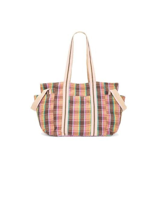 Free People Pink Oksana Multi Print Tote Bag