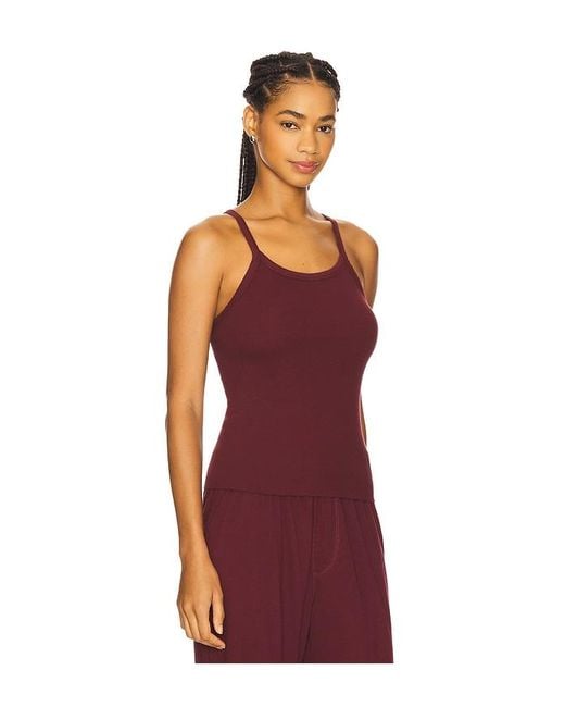 ÉTERNE Red Cotton Rib Tank Top