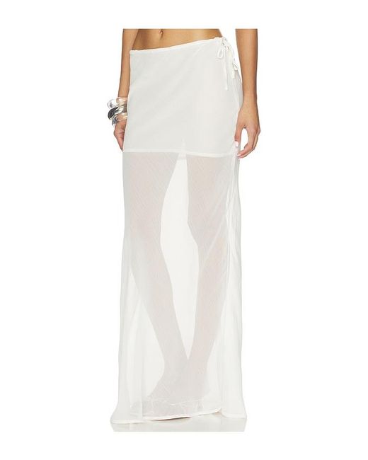 SNDY'S White Tamara Sheer Maxi Skirt