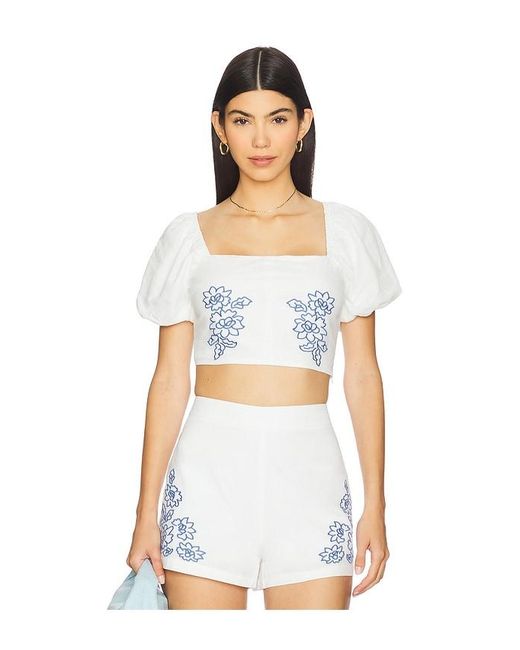 Top Bordado Sonnet En Color Blanco Talla En MINKPINK de color White