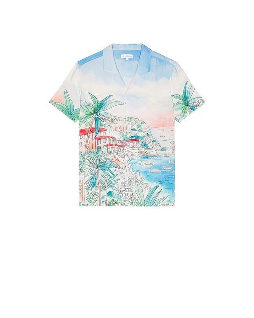 Vintage Summer Blue Textured Camp Shirt for men