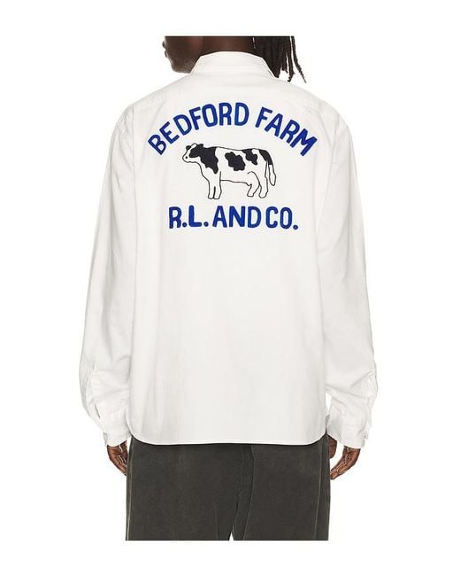 Polo Ralph Lauren White Long Sleeve Herringbone Chino Frank Work Shirt for men