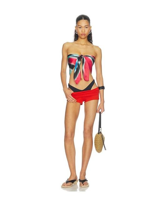 Indah Red Printed Square Scarf