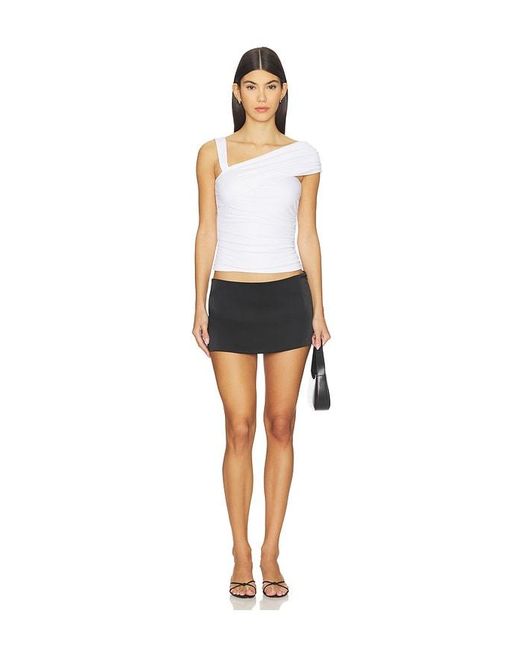 Runaway the Label White Larsen Drape Off Shoulder Top