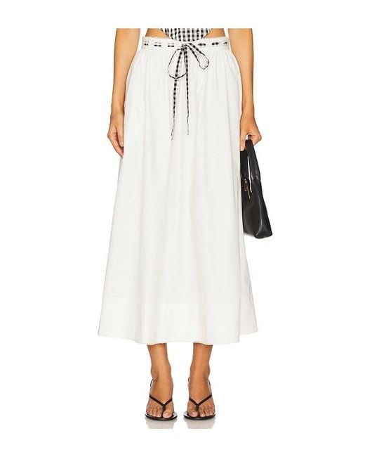 For Love & Lemons White Georgia Poplin Midi Skirt