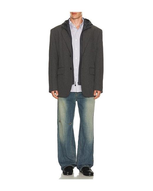 we11done Black Hood Detachable Blazer for men