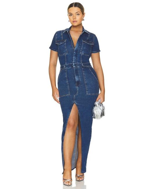 GOOD AMERICAN Blue Fit For Success Maxi Dress