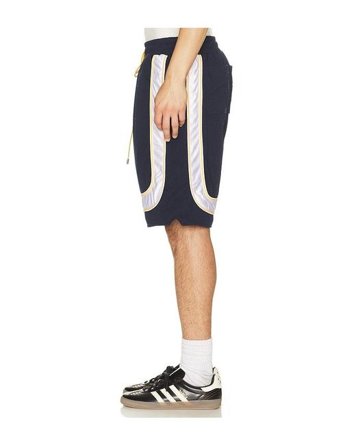 Rhude Blue Mesh Piping Baggy Track Shorts for men