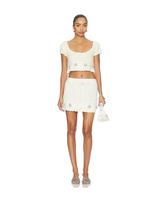 For Love & Lemons White Lara Mini Skirt