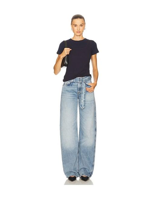 GRLFRND Blue Austen Low Rise Belted