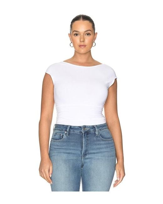 GOOD AMERICAN White The Open Back Bodysuit