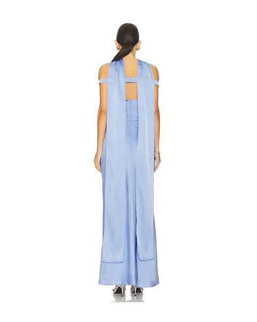 Runaway the Label Blue Raphaella Off Shoulder Maxi Dress