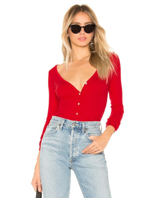 Lamade Red Ribbed Cropped Cardigan Top