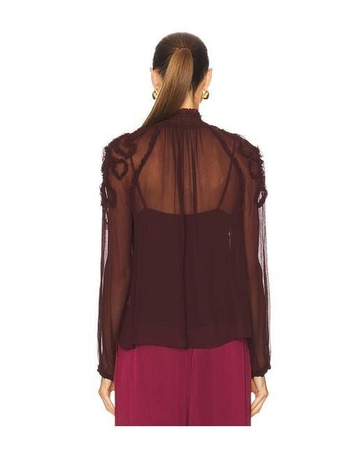 Ulla Johnson Red Magdalena Long Sleeve Blouse