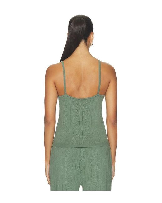 Eberjey Green Pointelle Scoop Neck Cami Top