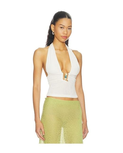 superdown White Starling Halter Top