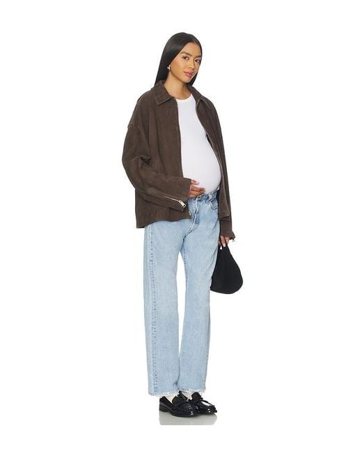 aligrace Blue Vintage Maternity Baggy Jeans