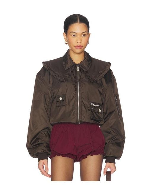 Ganni Multicolor Duchesse Nylon Bomber Jacket