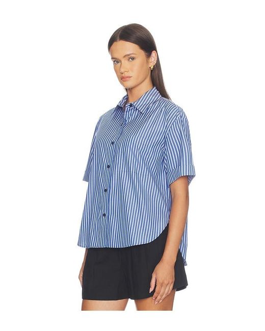 Rag & Bone Blue Connie Short Sleeve Stripe Shirt