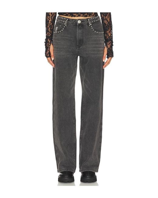 One Teaspoon Gray Jackson Mid Waist Wide Leg Jeans