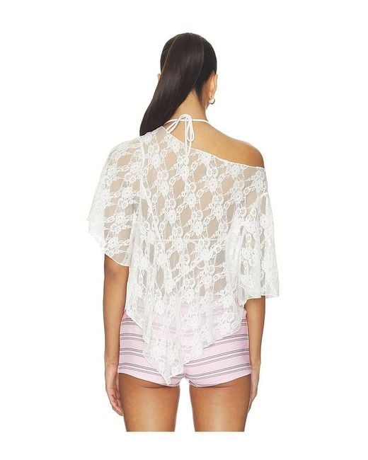 Frankie's Bikinis White X Paige Lorenze Romantic Lace Blouse