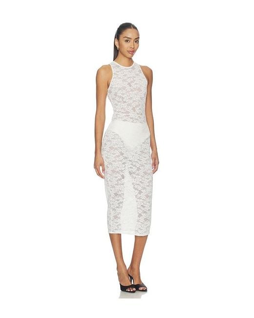 Fleur du Mal White Le Stretch Lace Racer Tank Dress