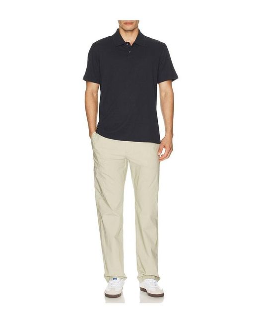 Vince Blue Mesh Knit Snap Short Sleeve Polo for men