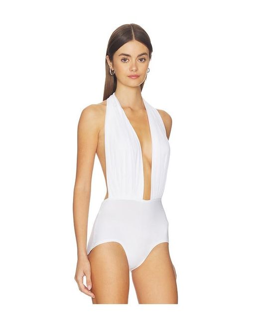 Norma Kamali White Halter Bodysuit