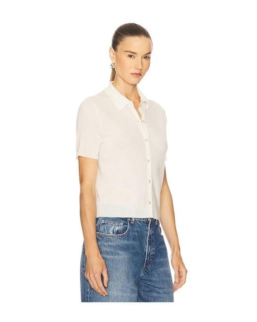 Vince Blue Collared Button Up Top